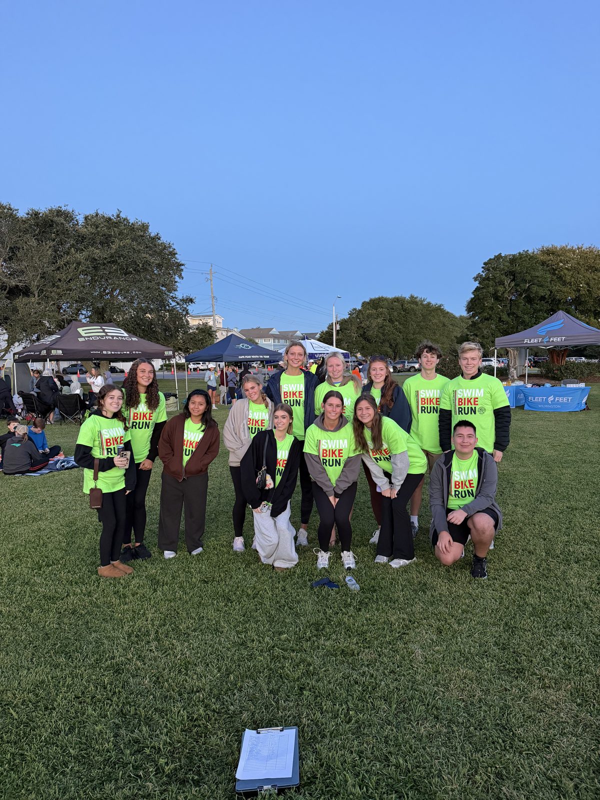 Laney NHS members volunteering at a Swim Bike Run event